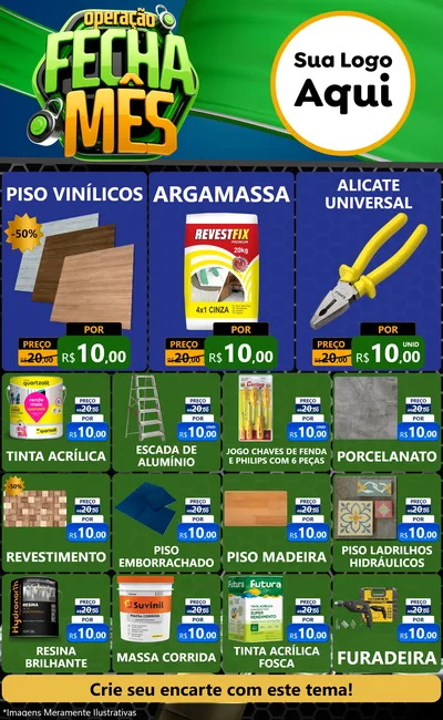 Modelo de Encarte para Encarte Grande com o tema Operação Fecha Mês para Material para Construção