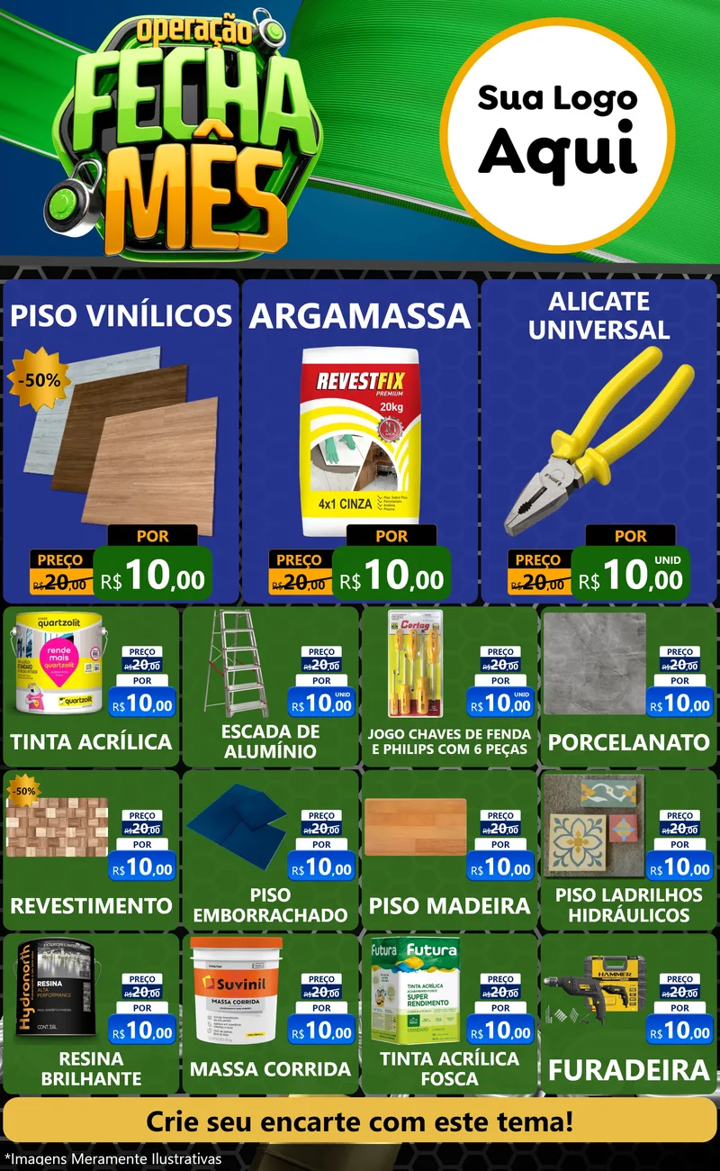 Modelo de Encarte para Encarte Grande com o tema Operação Fecha Mês para Material para Construção