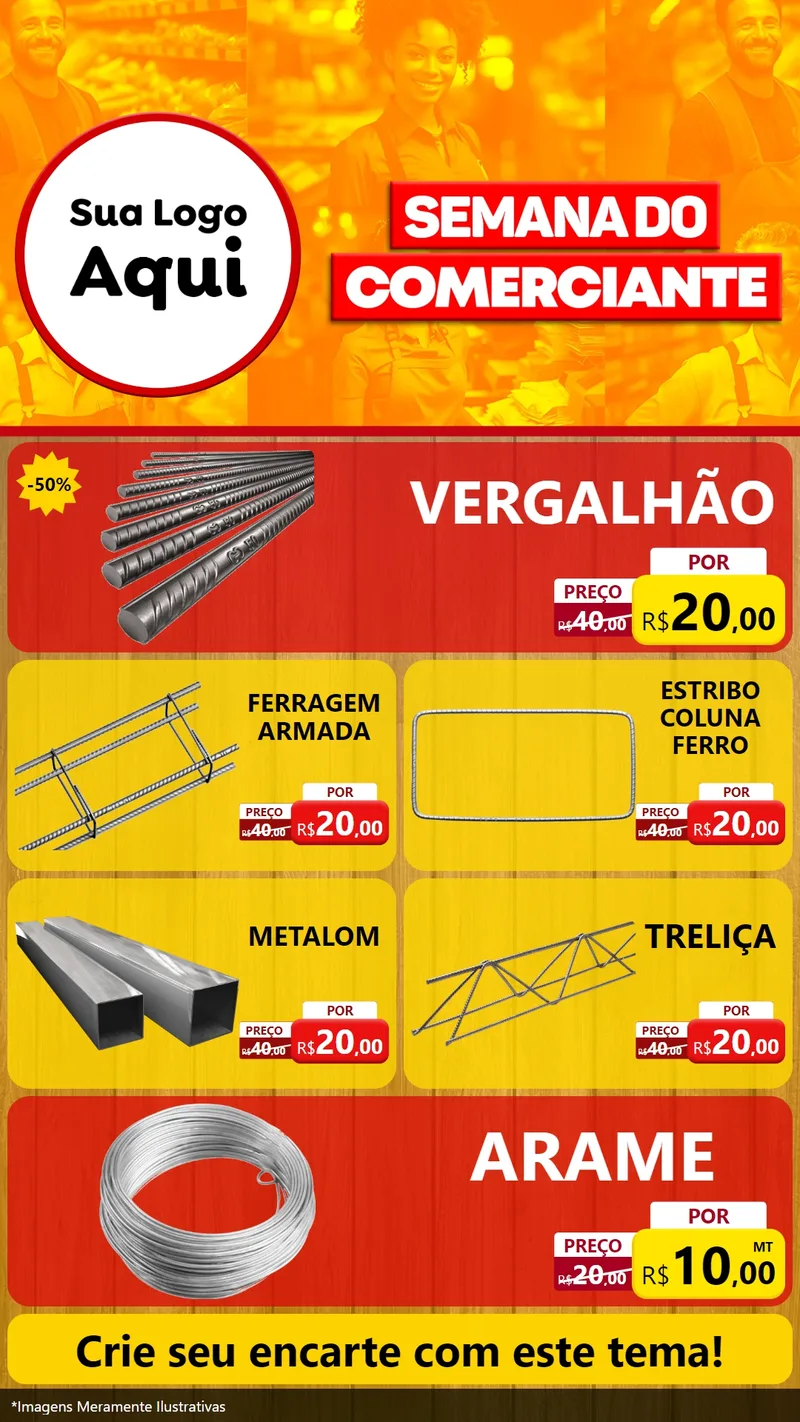 Modelo de TV para TV Vertical com o tema Semana do Comerciante para Ferragens