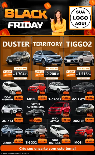 Modelo de Encarte para Encarte Grande com o tema Black Friday para Concessionaria de Carros