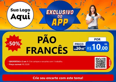 Modelo de Cartaz para Cartaz A4 Horizontal com o tema Exclusivo do Aplicativo para Padaria