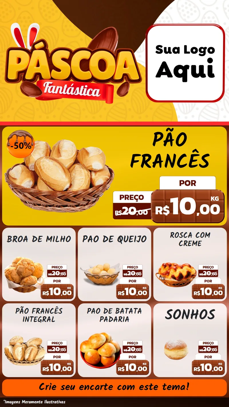 Modelo de Rede Social para Stories com o tema Páscoa Fantástica para Padaria