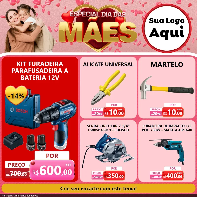 Modelo de Rede Social para Feed Facebook com o tema Especial Dia Das Mães para Maquinas e Ferramentas
