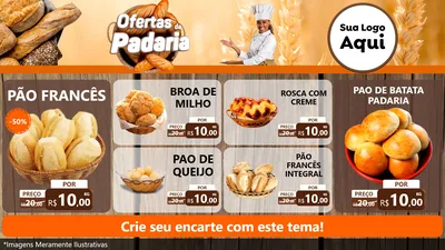 Modelo de TV para TV Horizontal com o tema Ofertas da Padaria para Padaria