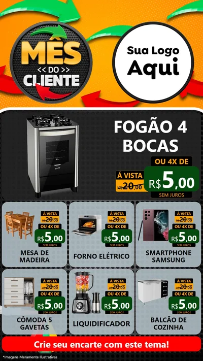 Modelo de Rede Social para Stories com o tema Mês do Cliente para Móveis e Eletro
