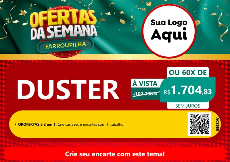 Modelo de Cartaz para Cartaz A4 Horizontal com o tema Ofertas da Semana Farroupilha para Concessionaria de Carros