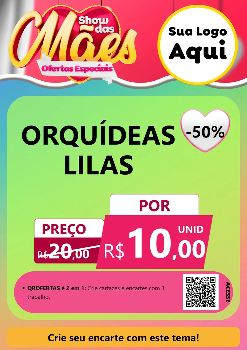 Modelo de Cartaz para Cartaz A4 Vertical com o tema Show das Mães - Ofertas Especiais para Floricultura e jardim