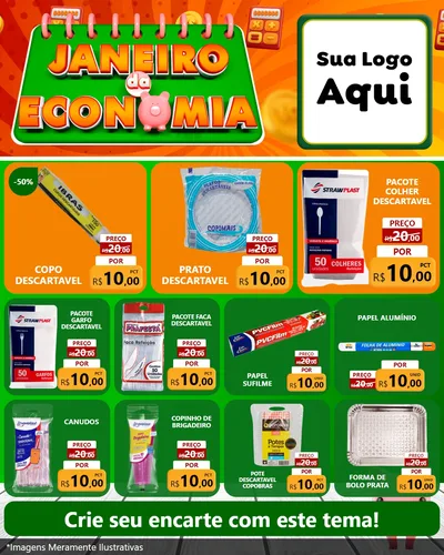 Modelo de Rede Social para Feed Instagram com o tema Janeiro da Economia para Embalagens