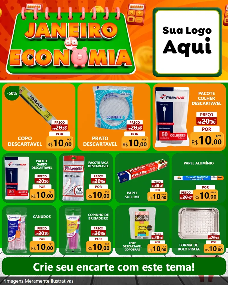 Modelo de Rede Social para Feed Instagram com o tema Janeiro da Economia para Embalagens