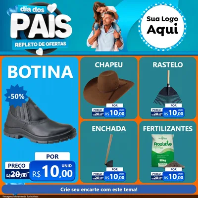 Modelo de Rede Social para Feed Facebook com o tema Dia Dos Pais Repleto de Ofertas para Agropecuária