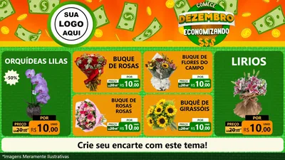 Modelo de TV para TV Horizontal com o tema Comece Dezembro Economizando para Floricultura e jardim