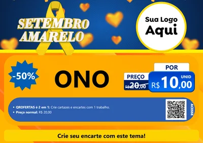 Modelo de Cartaz para Cartaz A4 Horizontal com o tema Setembro Amarelo para Óticas