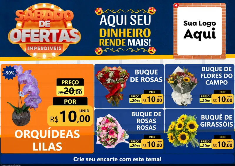 Modelo de Encarte para Encarte A4 Horizontal com o tema Sábado de Ofertas Imperdíveis para Floricultura e jardim