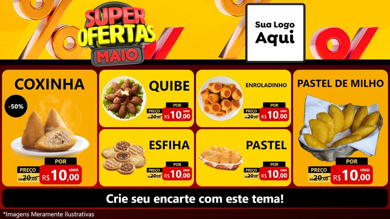 Modelo de TV para TV Horizontal com o tema Super Ofertas Maio para Salgadaria