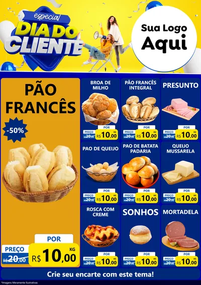 Modelo de Encarte para Encarte A4 Vertical com o tema Especial Dia do Cliente para Padaria