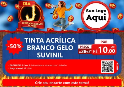 Modelo de Cartaz para Cartaz A4 Horizontal com o tema Dia J - O Dia Mais Barato Do Mês para Tintas e Ferramentas