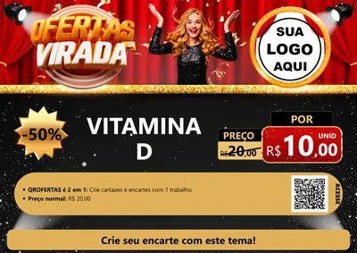 Modelo de Cartaz para Cartaz A4 Horizontal com o tema Ofertas da Virada para Farmácia