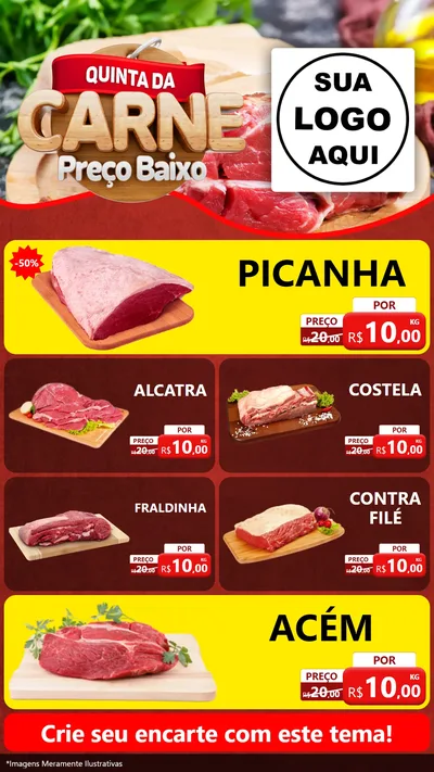 Modelo de TV para TV Vertical com o tema Quinta da Carne para Açougue