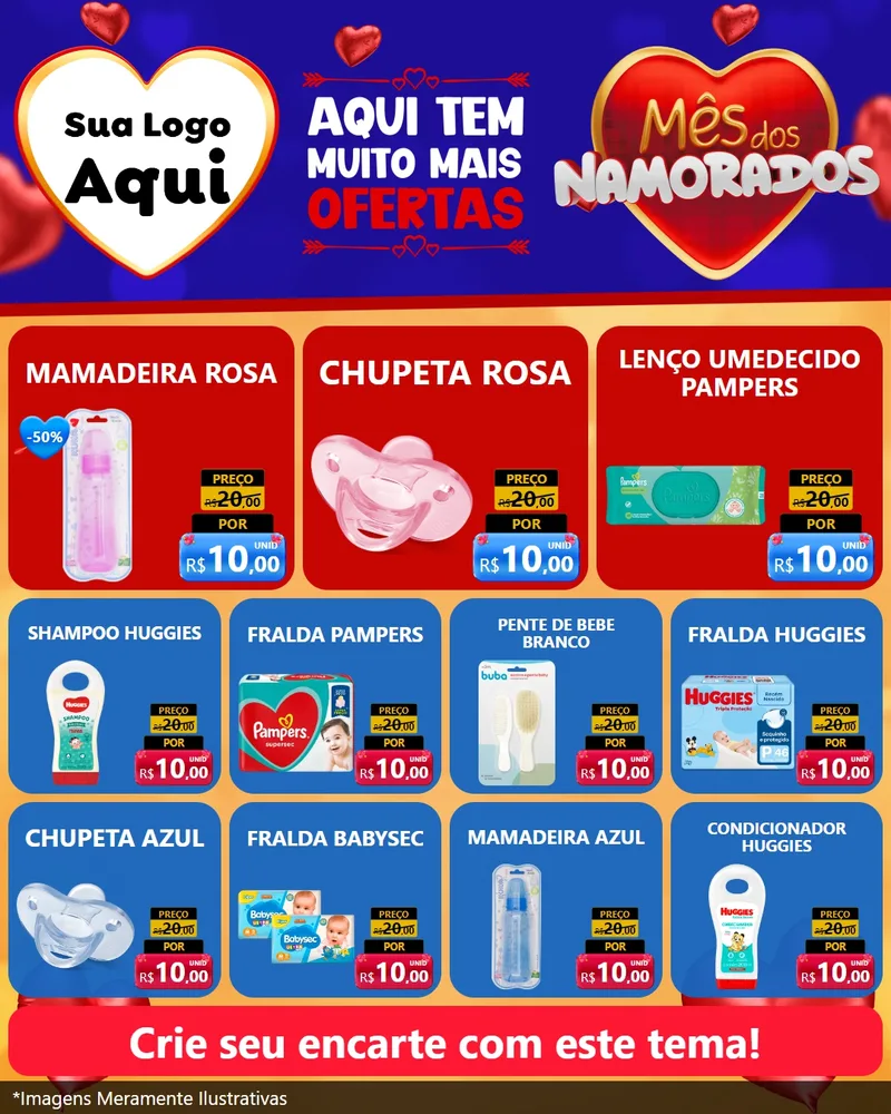 Modelo de Rede Social para Feed Instagram com o tema Mês dos Namorados para Bebês