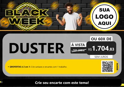 Modelo de Cartaz para Cartaz A4 Horizontal com o tema Black Week para Concessionaria de Carros