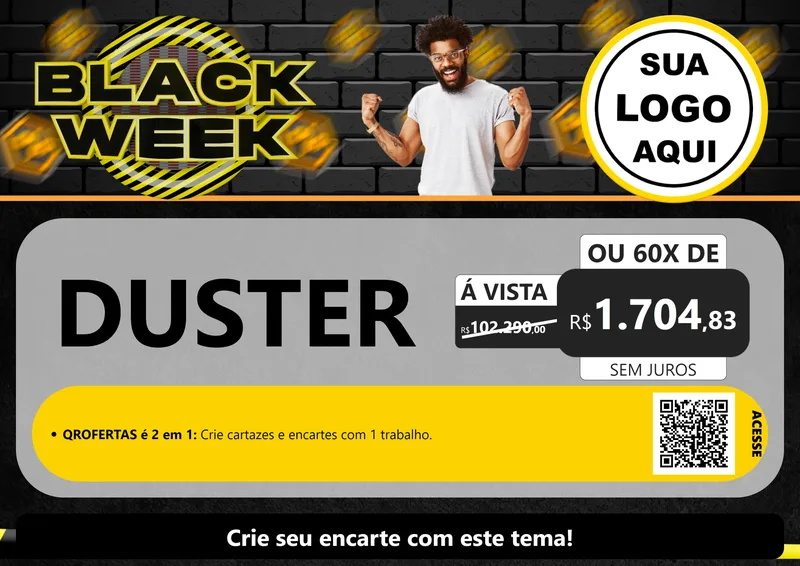 Modelo de Cartaz para Cartaz A4 Horizontal com o tema Black Week para Concessionaria de Carros