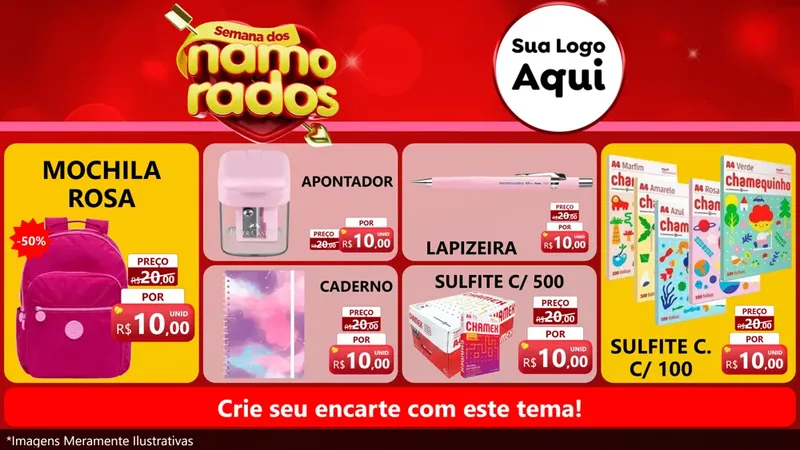 Modelo de TV para TV Horizontal com o tema Semana dos namorados para Papelaria