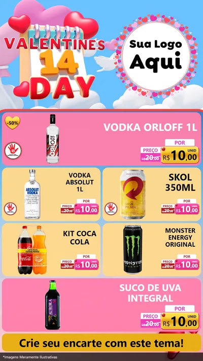 Modelo de TV para TV Vertical com o tema Valentine's Day para Distribuidora de bebidas