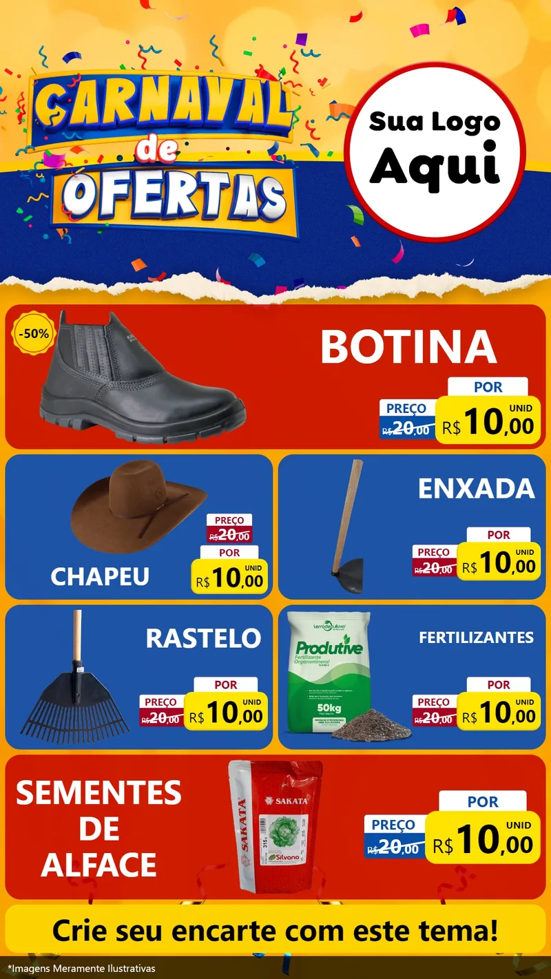 Modelo de TV para TV Vertical com o tema Carnaval de Ofertas para Agropecuária