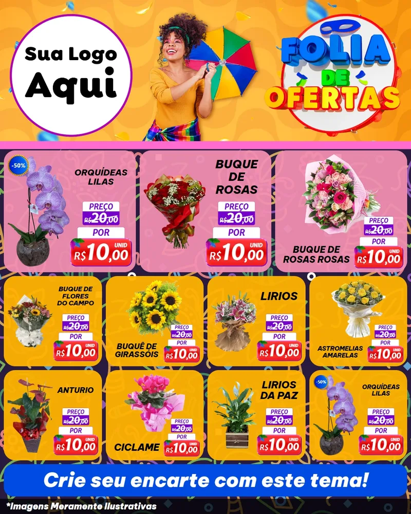 Modelo de Rede Social para Feed Instagram com o tema Folia de Ofertas para Floricultura e jardim
