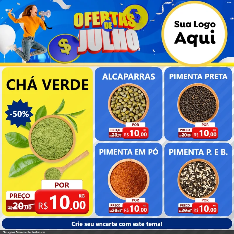 Modelo de Rede Social para Feed Facebook com o tema Ofertas de Julho para Produtos Naturais