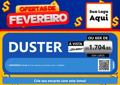 Modelo de Cartaz para Cartaz A4 Horizontal com o tema Ofertas de Fevereiro para Concessionaria de Carros