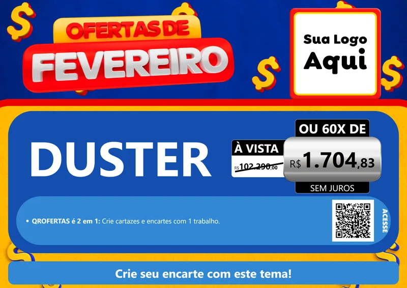 Modelo de Cartaz para Cartaz A4 Horizontal com o tema Ofertas de Fevereiro para Concessionaria de Carros
