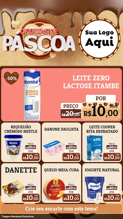 Modelo de Rede Social para Stories com o tema Ofertas de Páscoa para Frios e Laticínios