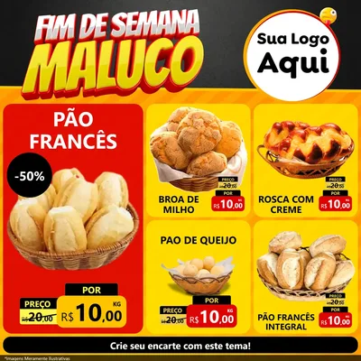 Modelo de Rede Social para Feed Facebook com o tema Final de Semana Maluco para Padaria