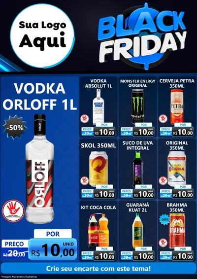 Modelo de Encarte para Encarte A4 Vertical com o tema Black Friday para Distribuidora de bebidas