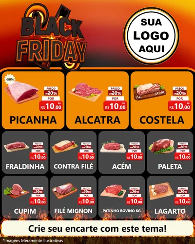 Modelo de Rede Social para Feed Instagram com o tema Black Friday para Açougue