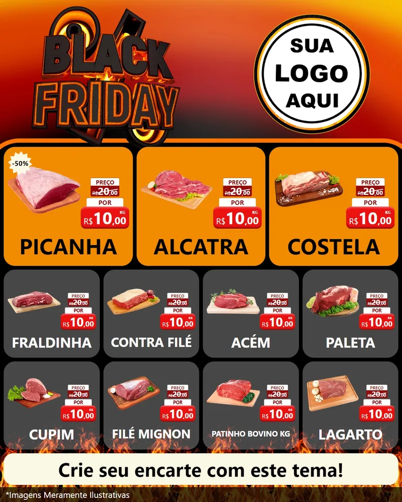 Modelo de Rede Social para Feed Instagram com o tema Black Friday para Açougue