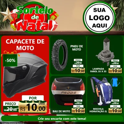 Modelo de Rede Social para Feed Facebook com o tema Sorteio de Natal para Moto peças