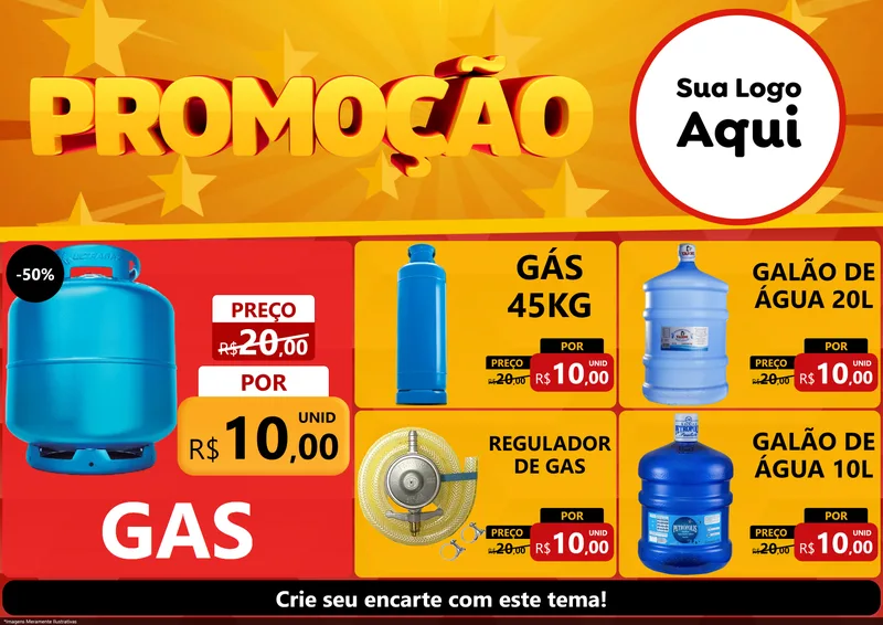 Modelo de Encarte para Encarte A4 Horizontal com o tema Promoção para Água e gás