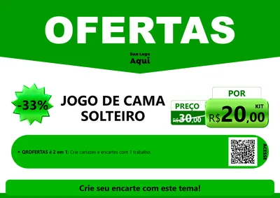 Modelo de Cartaz para Cartaz A4 Horizontal com o tema Ofertas Verde Cartaz para Cama, Mesa e Banho
