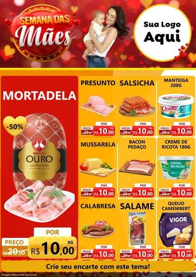 Modelo de Encarte para Encarte A4 Vertical com o tema Semana das Mães para Frios e Laticínios