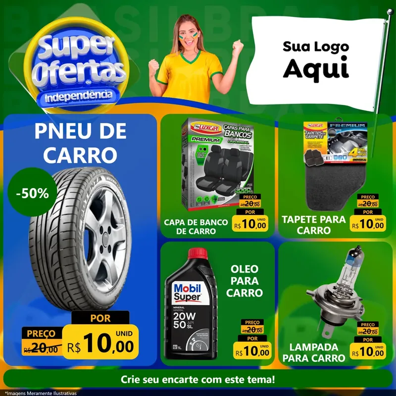 Modelo de Rede Social para Feed Facebook com o tema Super Ofertas de Independência para Auto peças