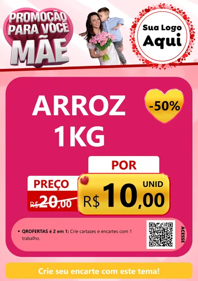 Modelo de Cartaz para Cartaz A4 Vertical com o tema Promoção Para Você Mãe para Supermercado