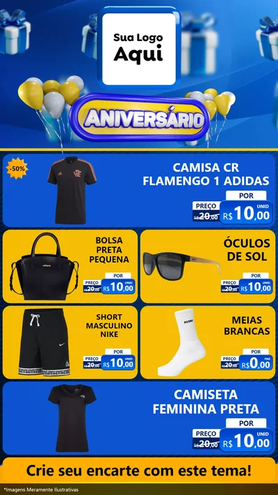 Modelo de TV para TV Vertical com o tema Aniversário para Roupas e acessórios