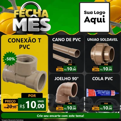 Modelo de Rede Social para Feed Facebook com o tema Fecha Mês para Tubos e conexões