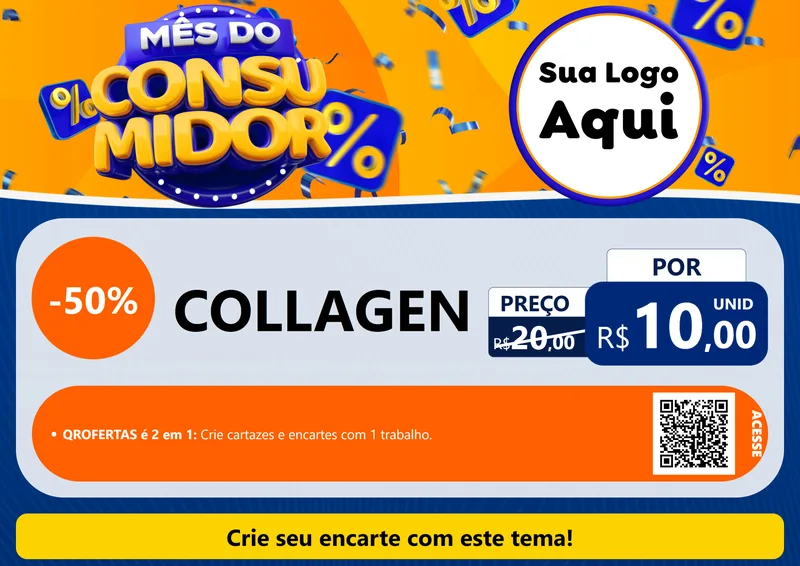Modelo de Cartaz para Cartaz A4 Horizontal com o tema Mês do Consumidor para Suplementos alimentares