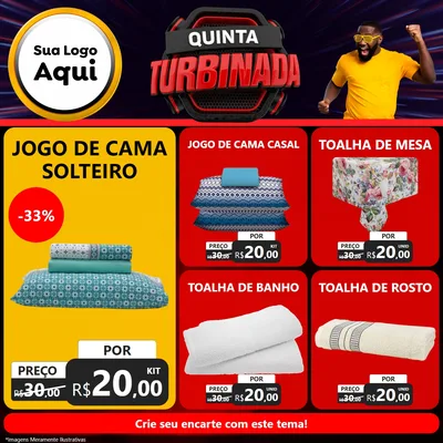 Modelo de Rede Social para Feed Facebook com o tema Quinta Turbinada para Cama, Mesa e Banho