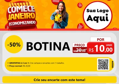 Modelo de Cartaz para Cartaz A4 Horizontal com o tema Comece Janeiro Economizando para Agropecuária