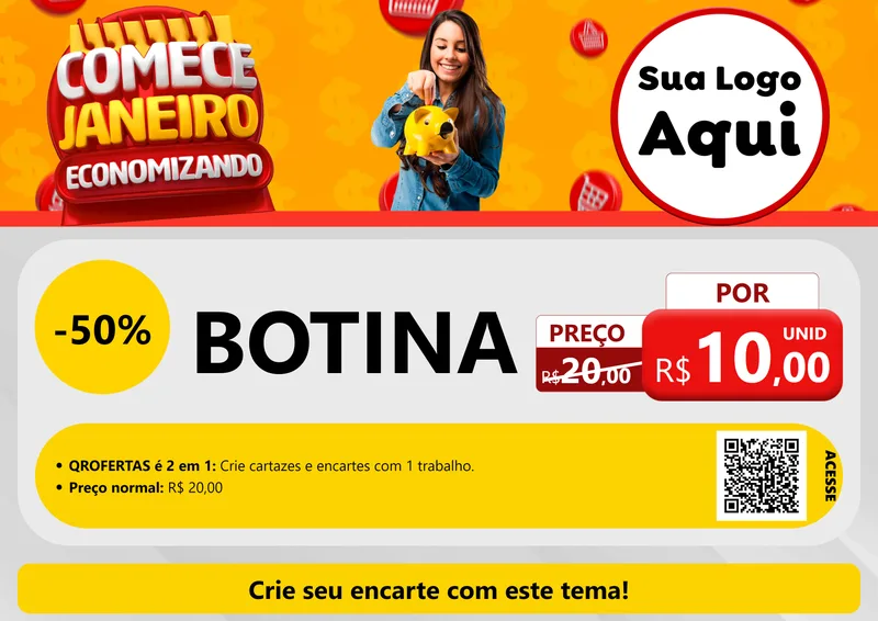 Modelo de Cartaz para Cartaz A4 Horizontal com o tema Comece Janeiro Economizando para Agropecuária
