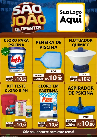 Modelo de Encarte para Encarte A4 Vertical com o tema São João Ofertas Imbatíveis! - Junina para Produtos para Piscina